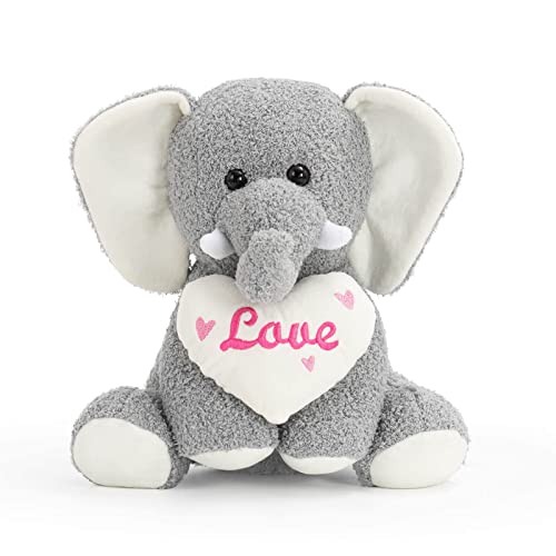 Modifyi Plush Toys, Gift Toy, Huggable Elephant Stuffed Animal Toy, Hugging A Heart-Shaped Toy, Soft And Lovely Plush Puppy, Washable, Suitable For Newborns, Toddlers, Kids, Multi, Grey, 9" #TOP1