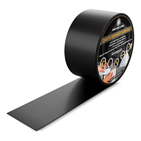 HSS Dach Reparaturband | MicroSealant Technologie | effektiv, langlebig und universell einsetzbar | Selbstklebendes Klebeband | (Schwarz, 5cm Breite / 2,5m Länge) Cover
