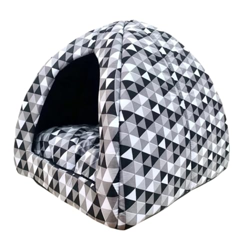 Cama Toca Iglu 2 em 1 para Cães e Gatos, 50x45x40cm, Design Geométrico, com Almofada