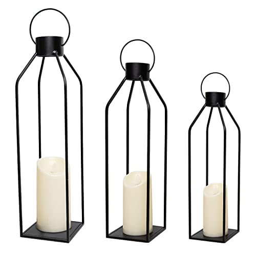 Lanternes décoratives haut de gamme HPC Decor en métal noir au design épuré sans verre