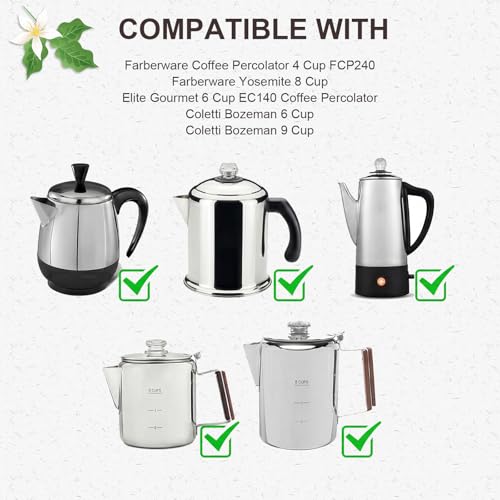 Image of 150Pcs Coffee Filters Compatible with Farberware 4 Cup, Percolator Coffee Filters for Presto 6 Cup, Coletti 6Cup, FCP240 Yosemite, Elite Gourmet 6Cup, Unbleached Basket Coffee Filter