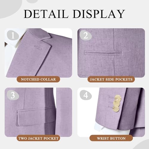 2 Piece Linen Men's Suits Casual Men Suit Summer Beach Wedding Dress Tux Prom Lightweight Blazer Jacket and Shorts Set3