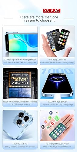 Broisae XS15 Mini Smartphone 3G Small Cellphone Unlocked Phone Mini Phone Android Phone 3.0 Touch Screen Mobile Phone Android 8.1 Dual Sim Xs15 2Gb Ram 16Gb Rom Cell Phones thumb #1