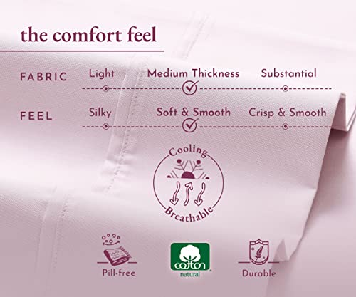 Deep Pocket King Fitted Sheet Soft, 100% Cotton, 400 Sateen, No Pop-Off Elastic, Deep Pocket, Durable, Hotel Quality Bedding Fitted Sheet With Head & Foot Tags (King, Pink) #TOP4