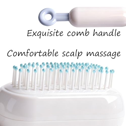 Retractable Cushion Massage Comb, 2026 New 3-in-1 Self Cleaning Comb, for Fast Blow Drying & Scalp Massage, Ergonomic Detangler for All Hair Types (White)