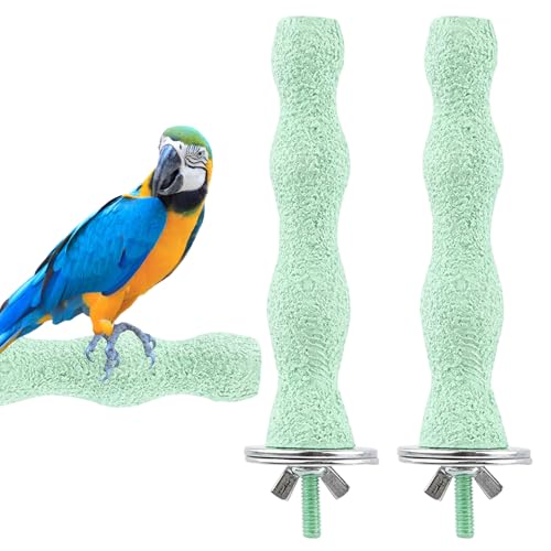 2-Pack Parrot Perch Bird Perches for Cage Green Beak Grinding Stones Natural Nail Trimming and Cage Enrichment Accessories for Parrots Budgies Cockatiels Resin Material 12 x 4 cm