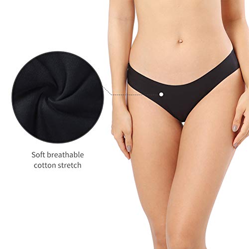 Image of SHARICCA Women No Show Seamless Underwear Thong Invisible Soft Panties Multi Pack