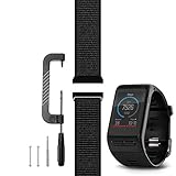 C2D Joy Compatible with Garmin Vivoactive HR Replacement Bands (Pins and Pin Removal Tool) Sport Mesh Strap for Outdoors GPS Smart Watch Accessories Nylon Weave Watchband - 10#, M/5.2-8.2 in.