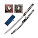 Cold Steel Warrior Series Katana Samurai Sword with Ray Skin Handle, Black Lacquered Wood Scabbard, Black Braid Cord and Brass Menuki, Wakizashi Long Handle, One Size