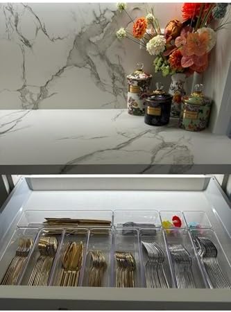 color house 10 Parça Set Modüler Çekmece Içi Düzenleyici Mutfak Makyaj Takı Banyo Buzdolabı Organizer Şeffaf 46,2 x 38,5 - Görsel 4