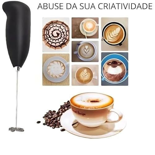 Mini Mixer Vertical e Portátil com Haste em Inox Mix Misturador de Bebidas Batedor Espumador de Leit