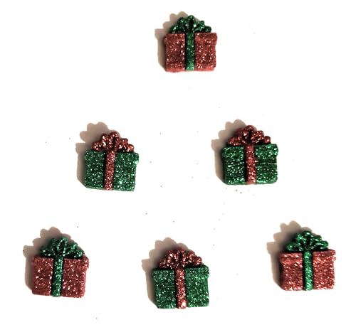 The Holiday Collection by Dress it Up Buttons and Embellishments - 6 Pieces - Small Glitter Presents