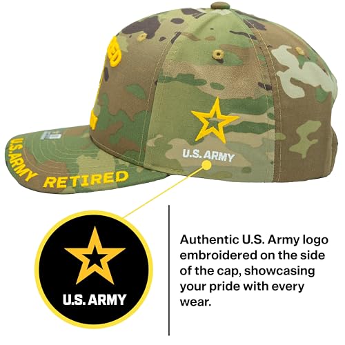 Image of Retired US Army Veteran Hat Official Licensed Army Hat, Adjustable Baseball Cap for Men Tactical Hat