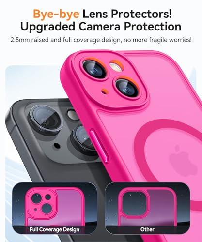 Image of CANSHN Magnetic for iPhone 13 Mini Case, Upgraded [Full Camera Protection] [Compatible with Magsafe] [Translucent Matte] Shockproof Protective Phone Case for iPhone 13 Mini 5.4 inch - Hot Pink