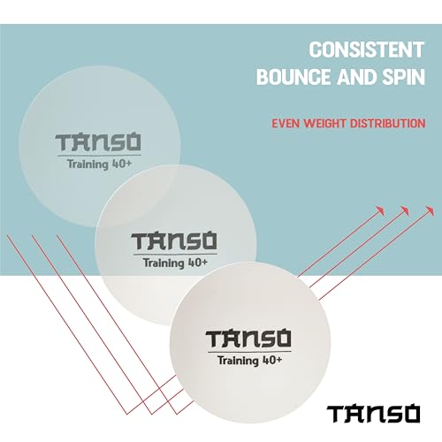 Image of Tanso Training Table Tennis Balls High Performance TT Balls (40+ mm TT Balls for Professional Training, ABS Plastic Table Tennis Ball White 6 Pcs, Extremely Durable Ping Pong Ball)