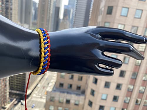 Charmsoftheworld Handmade Adjustable Bracelet From Medellin - Colombia Flag Colors - Italian Thread And Aluminum #TOP1