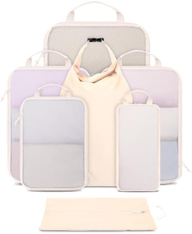 Ceneda 7 Set Compression Packing Cubes for Travel, Luggage Organi...