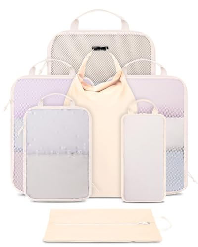Ceneda 7 Set Compression Packing Cubes for Travel, Luggage Organi...