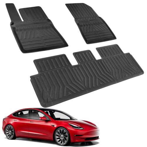 Image of Car Floor Mats for Tesla Model 3 2017-2026 XPE Front Rear Accessories 3 PCS | Smart Package Factory Direct XPE Material All Weather Easy-install Odorless Waterproof No Trim Non-slip Easy-clean Durable