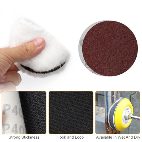 SUNJOYCO 133 PCS 3 Inch Sanding Disc Drill Polishing Kit, 60-10000 Grits Wet Dry Headlight Restoration Kit, Sandpaper Buffing Pads with Hook and Loop Adhesive Sanding Discs for Car Wood Metal - Thumbnail 4