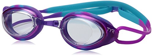 TYR Junior Blackhawk Racing Googles, Clear/Purple/Blue, One Size