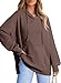 Women's Long Sleeve Waffle Knit Hoodie Sweater Drawstring Side Slit Pullover Sweatshirt Fall Outwear with Pockets (Brown,XX-Large)