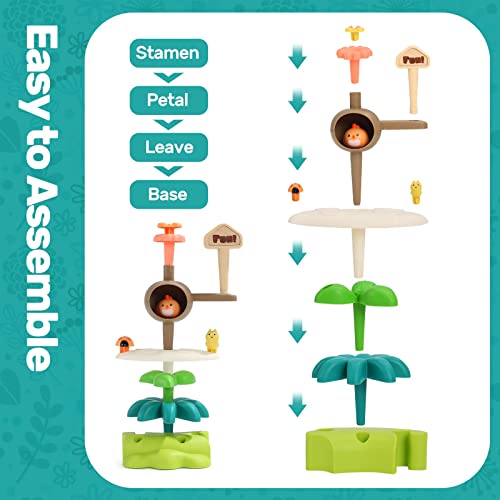 Cute Stone Flower Garden Building Toys For Age 3 4 5 6 7 Girls, Kids Garden Building Blocks Kit W/Storage Case, Dinosaur Press & Go Cars, Stem Preschool Garden Play Gift For Toddlers #TOP2