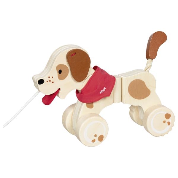goki 54854 – Ziehtier Hund Max – Nachziehtier aus Holz mit Filzohren