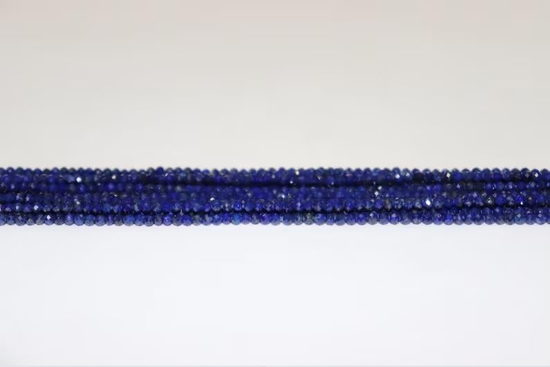 Miniatura 3 de Cuentas de lapislázuli facetadas naturales de corte a máquina, cuentas de lapislázuli Rondelle, cuentas de lapislázuli para manualidades de
