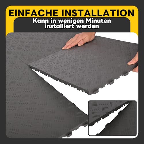 20 Stück PVC Garagenboden 40 x 40 cm Garagenboden Fliesen aus Gummi Gummifliesen rutschfeste Garagenbodenfliesen Ineinandergreifende Werkstattboden Strapazierfähiges Gummifliesen,18mm Stärke, Grau