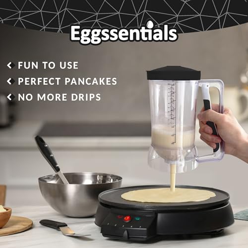 Eggssentials Pancake Batter Dispenser - Black Color - Batter Dispenser with Squeeze Handle for Cupcakes - Pancakes - Cookie Cakes - Waffles - and Biscuit Separation. by Eggssentials - Image 2