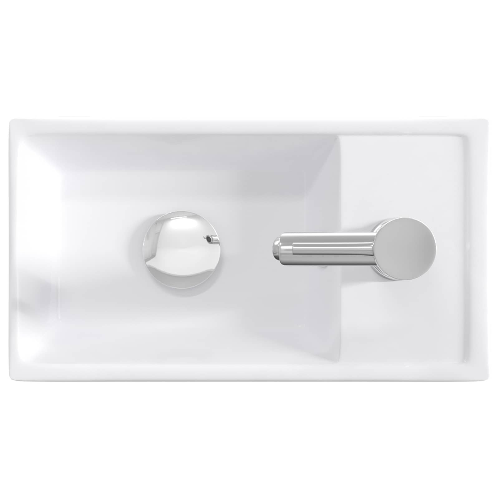 Waschbecken Badezimmer Chrom 40,5 x 22,5 x 11,5 cm Metall Waschtisch mit Wasserhahn und Ablaufgarnitur, kleines Handwaschbecken für Gäste-WC und Moderne Bäder