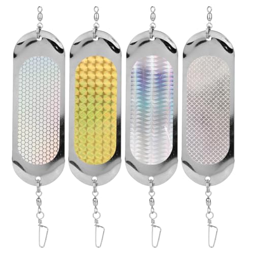 Penitue 4pcs Reflective Fishing Dodgers, 4.6 Inch Dodger Trolling Flashers Trolling Flashers Fishing Lures for Salmon Halibut Lake Trout Anglers Must-Have Accessory