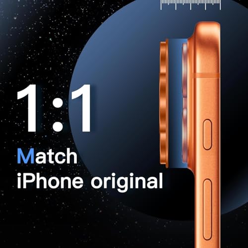 Image of Choiche Camera Lens Protector for iPhone 17 Pro Max 6.9-Inch, Full Coverage 9H Tempered Glass Ring Cover, Matte Metal Plate, Case Friendly, 1-Pack (Orange)