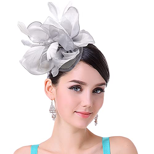 Jiahang Organza Flower Fascinators Hats With Headband And Clips, Derby Hat Cocktail Tea Party Headwear For Women Ladies #TOP12
