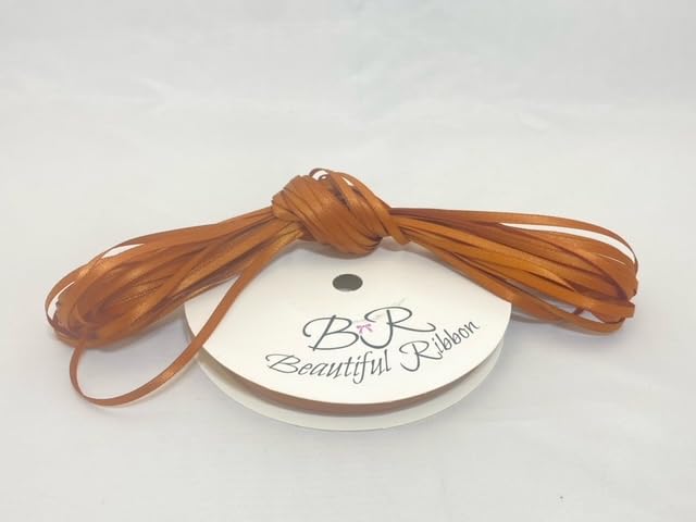 1 Full Roll Reel of 3mm x 50 metres Satin Ribbon Copper Dark Gold Double Sided 3 mm 1/8"