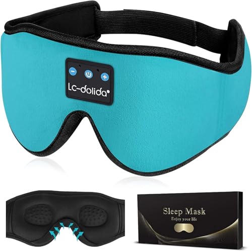 Image of LC-dolida Sleep Headphones, Sleep Mask Bluetooth Wireless Music Eye Mask, Bluetooth Headphones for Side Sleepers,Perfect for Travel, Night Work, Napping, Both Men and Women(Sky Blue)