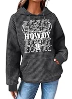 Material and Size: S=US(4-6), M=US(8-10), L=US(12-14), XL=US(16), XXL=US(18-20). The Western sweatshirt is made of trendy waffle knit fabric, soft and warm for autumn and winter. Design: Funny howdy graphic sweatshirt for women, loose fit cowboy pull...