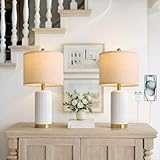 PoKat 21.5'' Stone-Like Bedside Table Lamps Set of 2 for Bedroom with 2 USB A+C, Modern Lamps for Living Room, Ceramic Nightstand Desk Lamps with Charging Ports Office Dorm Sideboard (Frosted White)