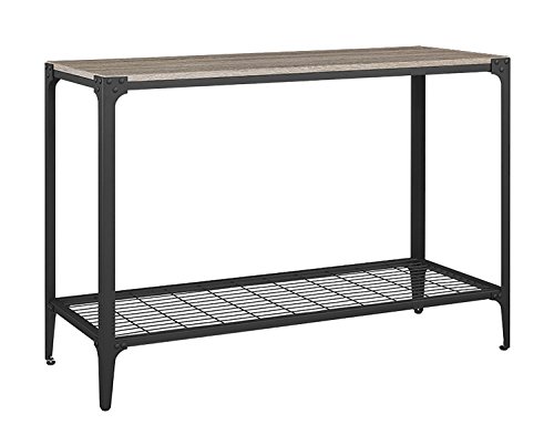 Walker Edison Declan Urban Industrial Angle Iron and Wood Entry Table, 44 Inch, Driftwood