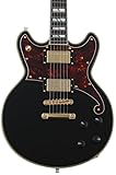 D'Angelico Deluxe Brighton Solid Black Electric Guitar with Case
