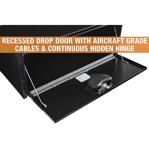 Image of Buyers Products 1703305 Black Steel Underbody Truck Tool Box, 14x16x36 Inch | Truck Bed & Underbelly RV Storage Box, Locking T-Latch, Weather-Resistant, Heavy-Duty Flatbed Job Box, Made in USA