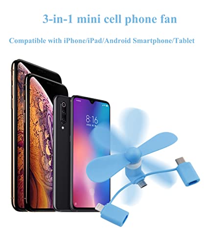 A Plus Mini Cell Phone Fan 3-In-1 Mobile Phone Fans Compatible With Iphone/Ipad/Android Smartphone/Tablet Fit For Micro Usb/Type C/Lightning Port Fan Colorful And Powerful Fans(6-Pack) #TOP3