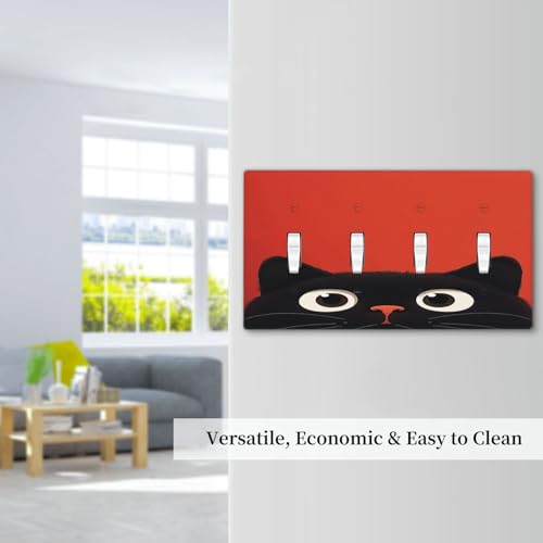 Plaque de 4 interrupteurs chat noir lavable et robuste - 8