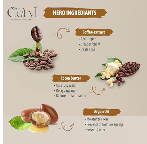 Image of Caryl Cocoa Coffee Face & Body Scrub with Coffee Nourishing Lotion Combo | Moisturizing & Deep Exfoliation | For Dry Skin & All Skin Types | Skin Cleansing & Hydrating Care Set