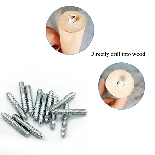 Image of 12 Pack 1 /4-20 x 1-1 /2 Inch Silver Hanger Bolts 1 /4-20 inch Double Headed Bolts 1 /4 Wood Dowel Screw Self-Tapping Screw Hanger Bolts for Furniture Screws Double Screw Threaded Rods Bolt 37mm length