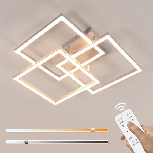 Comely Lampadario LED Soffitto Dimmerabile 62cm, 40W 4500LM Plafoniera LED Soffitto Moderna Design con Telecomando 3000K-6500K, Lampade da Soffitto per Soggiorno Camera da Letto Cucina