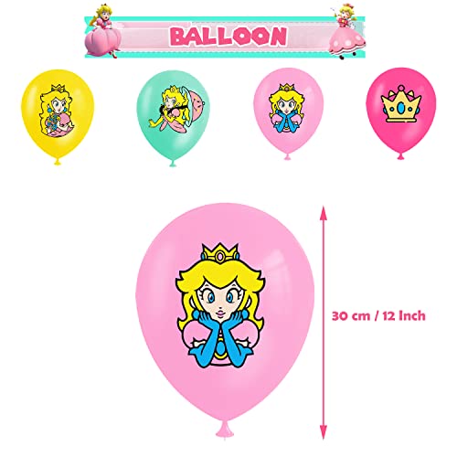 Princess Peach Birthday Party Decorations,Birthday Party Supplies For Mari Party Supplies Includes Banner Cake Topper Ballons For Princess Peach Theme Girls Birthday Party Decorations #TOP3