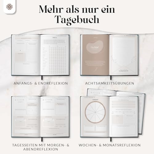LEBENSKOMPASS 5 Minuten Achtsamkeitstagebuch “MIND Tagebuch für mehr Dankbarkeit, Achtsamkeit, Selbstliebe & Motivation - Journal für deine Persönlichkeitsentwicklung
