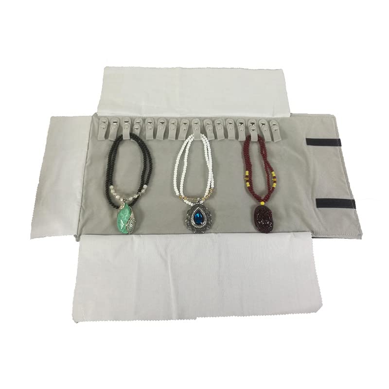 SCIKHEFT-Velet-Travel-Jewelry-Case-Roll-Bag-Organizer-for-Necklace-Bracelet-Black-Gray-Velvet-Black-Gray